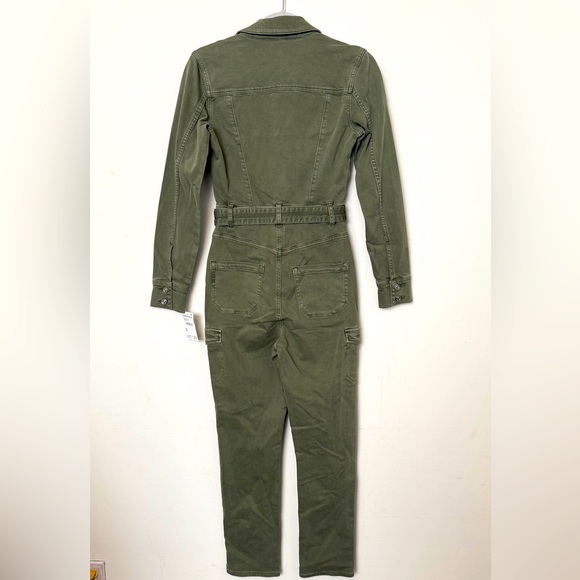 PAIGE Womens Jolie Cargo Jumpsuit Puff Sleeves In Vintage Ivy Green - Picture 5 of 8